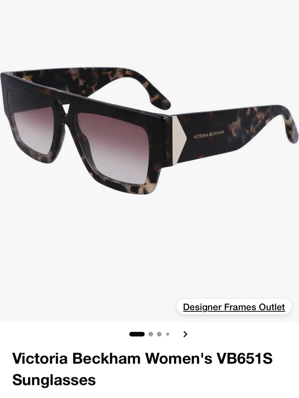 Victoria Beckham Tortoiseshell Square Sunglasses with Gradient Lenses